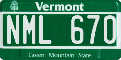 VT license plate NML670