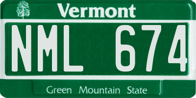VT license plate NML674