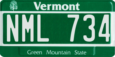 VT license plate NML734