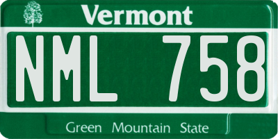 VT license plate NML758