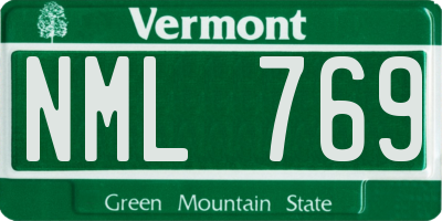 VT license plate NML769