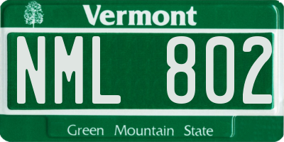 VT license plate NML802