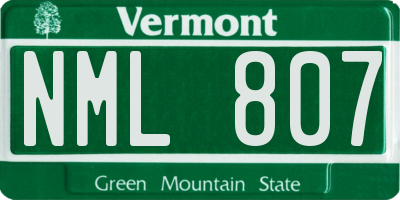 VT license plate NML807