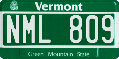 VT license plate NML809