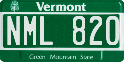 VT license plate NML820