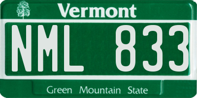 VT license plate NML833