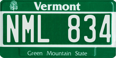 VT license plate NML834