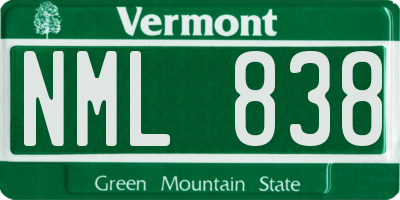 VT license plate NML838