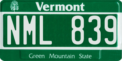 VT license plate NML839