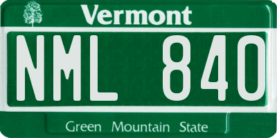 VT license plate NML840