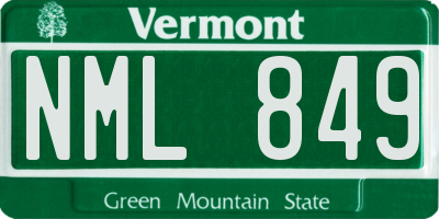 VT license plate NML849