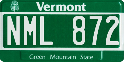 VT license plate NML872