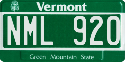 VT license plate NML920