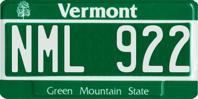 VT license plate NML922