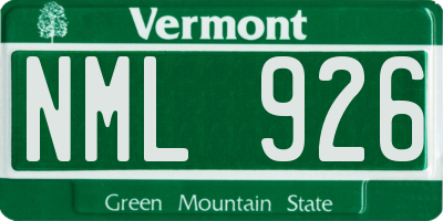 VT license plate NML926