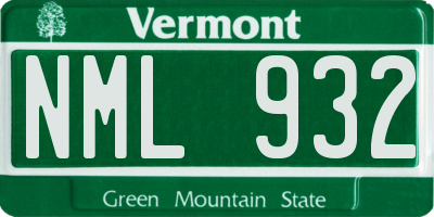 VT license plate NML932