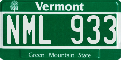VT license plate NML933
