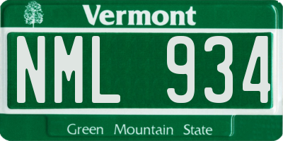 VT license plate NML934