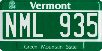 VT license plate NML935