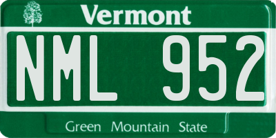 VT license plate NML952