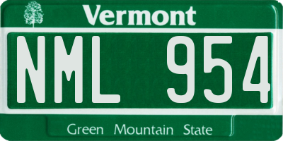 VT license plate NML954