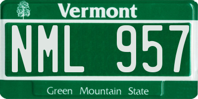 VT license plate NML957
