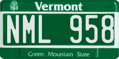 VT license plate NML958