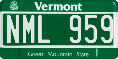 VT license plate NML959