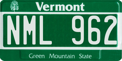 VT license plate NML962