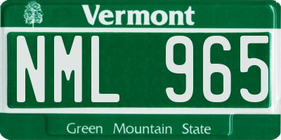 VT license plate NML965