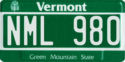 VT license plate NML980