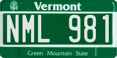 VT license plate NML981