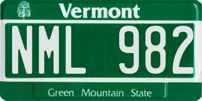 VT license plate NML982