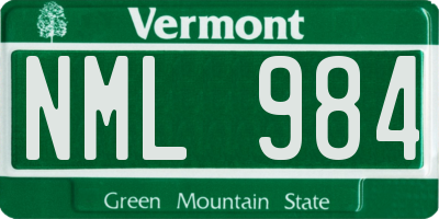 VT license plate NML984