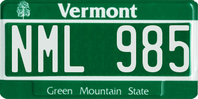 VT license plate NML985