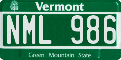 VT license plate NML986