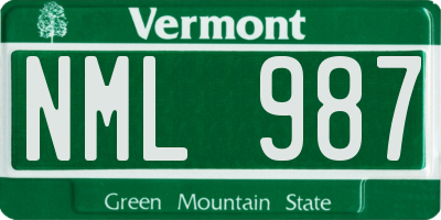 VT license plate NML987