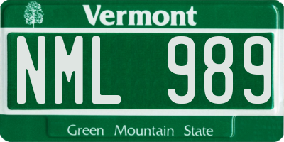 VT license plate NML989