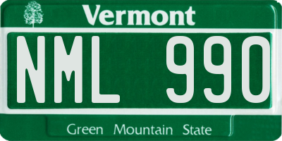 VT license plate NML990