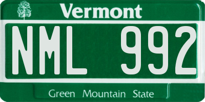 VT license plate NML992