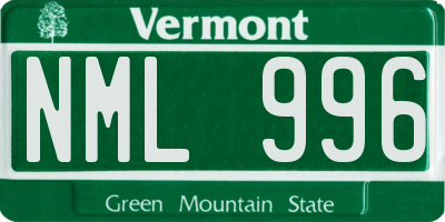 VT license plate NML996