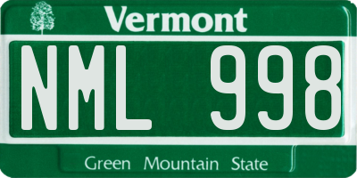 VT license plate NML998