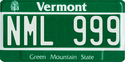 VT license plate NML999