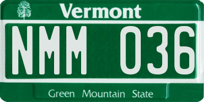 VT license plate NMM036