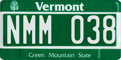 VT license plate NMM038