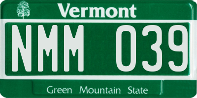 VT license plate NMM039