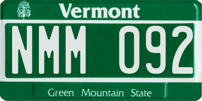 VT license plate NMM092