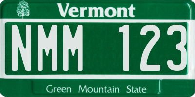 VT license plate NMM123