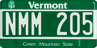 VT license plate NMM205