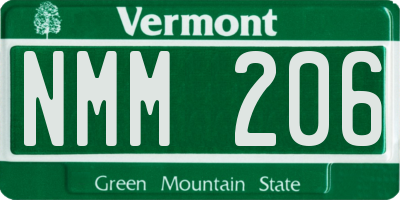 VT license plate NMM206